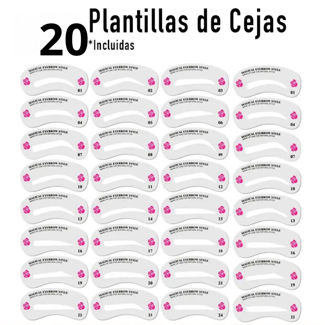 Kit Estampador de Cejas - Sello Marrón Oscuro + Plantillas GRATIS - Cejas Simétricas y Naturales al Instante