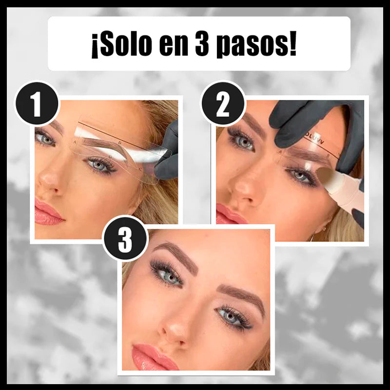 Kit Estampador de Cejas - Sello Marrón Oscuro + Plantillas GRATIS - Cejas Simétricas y Naturales al Instante