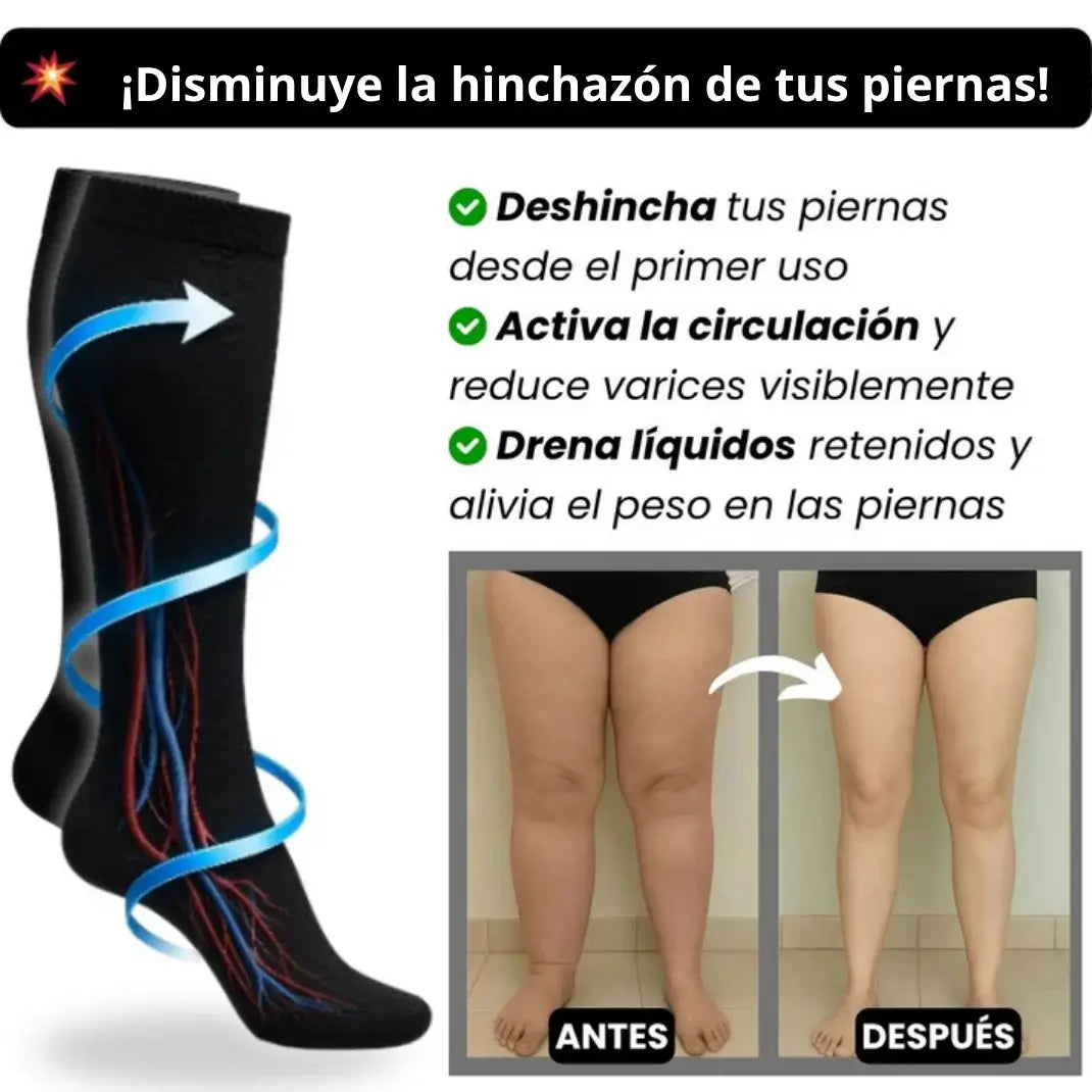 Medias de Compresión CircuFit™ - Activan el Flujo Sanguíneo -  Disminuyen la Fatiga Diaria en Tus Piernas