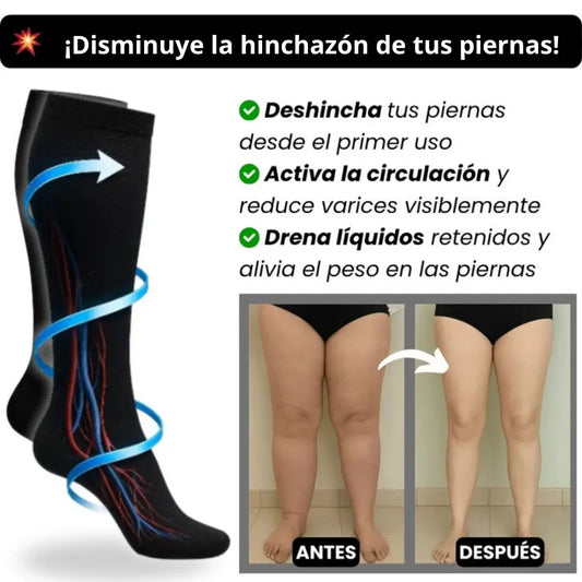 Medias de Compresión CircuFit™ - Activan el Flujo Sanguíneo -  Disminuyen la Fatiga Diaria en Tus Piernas